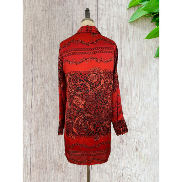 (50% OFF NWT) Zara Red Multi Paisley Scarf Tunic with "CHANEL VIBES" M - Picture 3 of 6